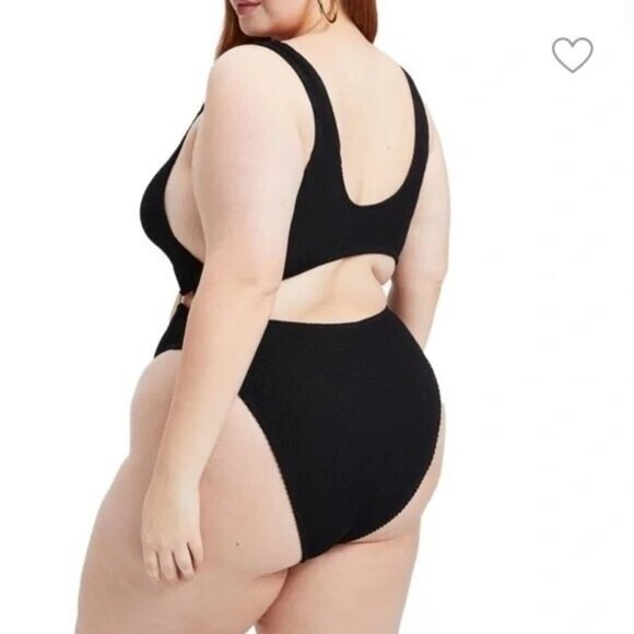 Good Americian One Piece Plus 7/8 4XL 5XL Always Fits Monokini Cut Out Black NWT - Picture 5 of 15